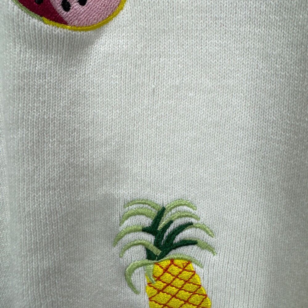 Vintage Alexandra Bartlett Sweater Women's M White Fruit Embroidered Whimsy - Picture 3 of 9